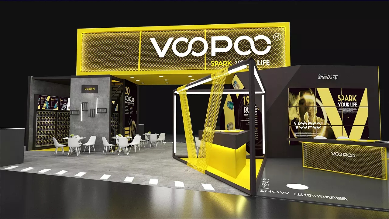 Voopoo科技型展臺設(shè)計搭建案例分析及展覽搭建商